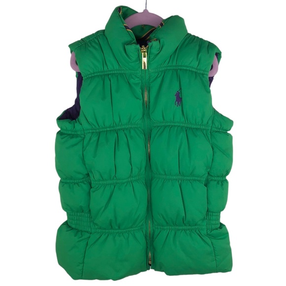 Ralph Lauren Reversible Down Vest Green & Purple - Picture 2 of 7